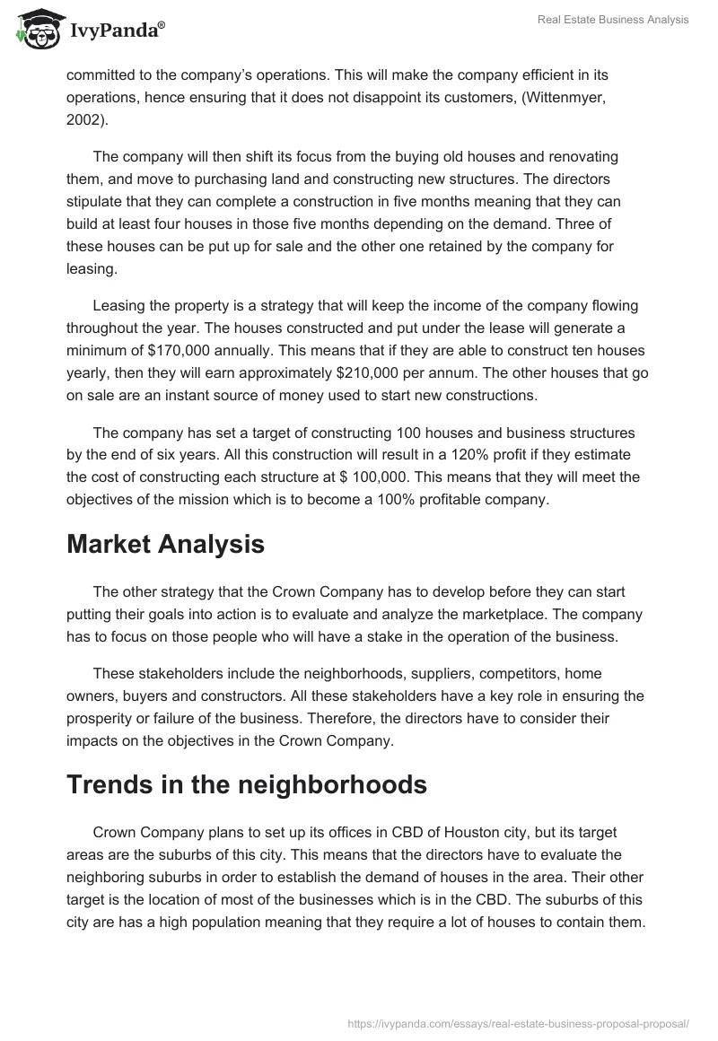 Real Estate Business Analysis. Page 4