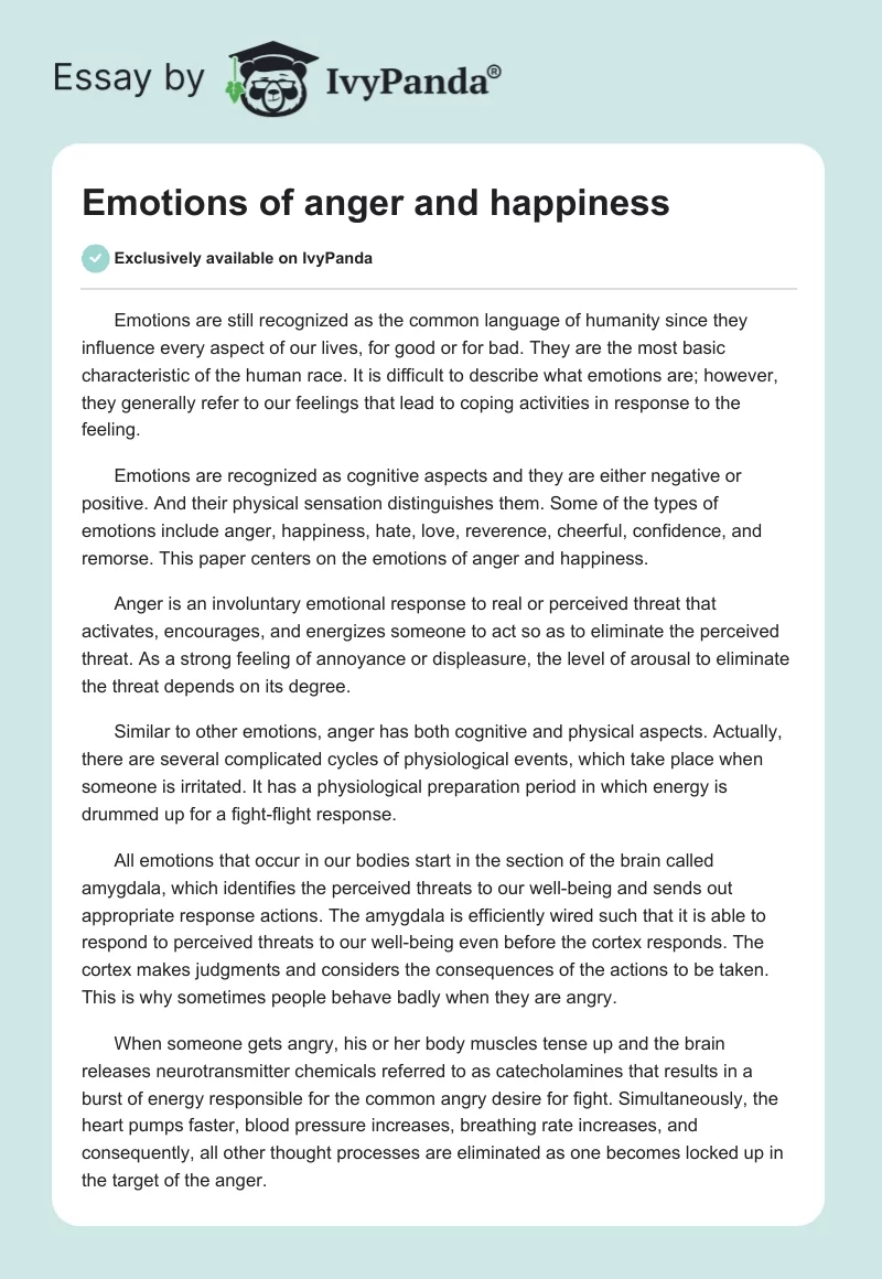 Emotions of anger and happiness. Page 1