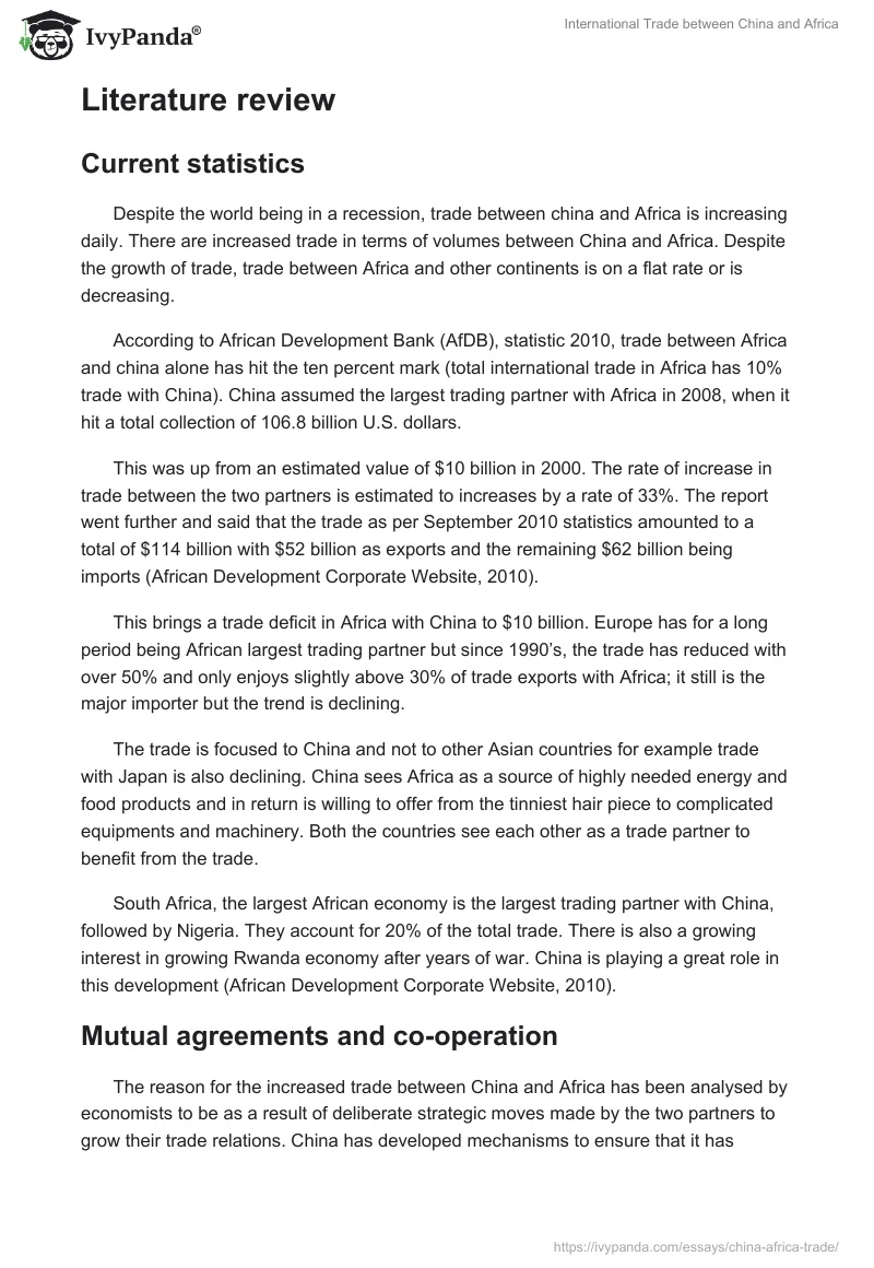 International Trade Between China and Africa. Page 2