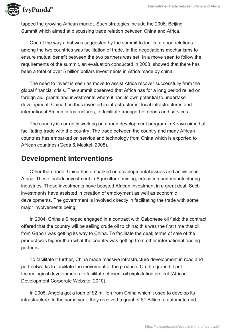 International Trade Between China and Africa. Page 3