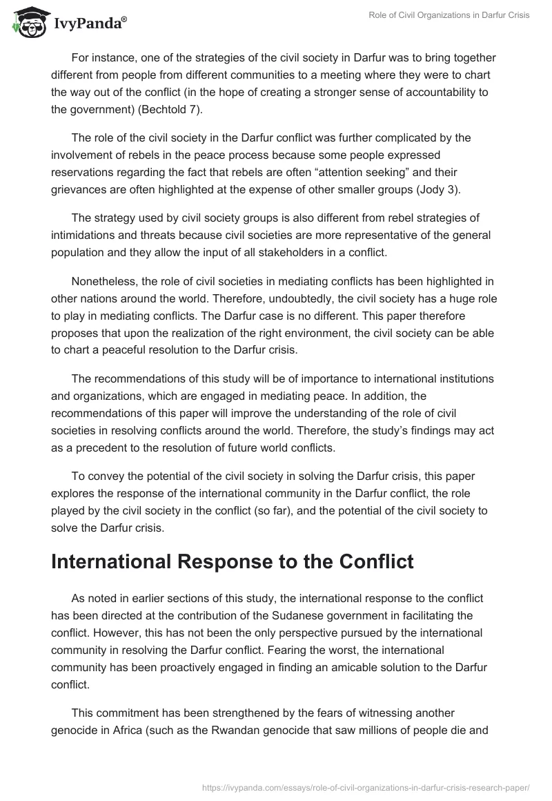 Role of Civil Organizations in Darfur Crisis. Page 3