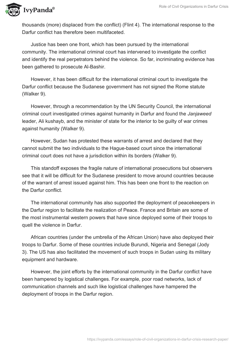 Role of Civil Organizations in Darfur Crisis. Page 4