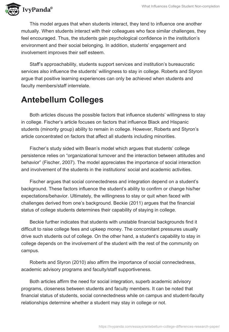 What Influences College Student Non-Completion. Page 3