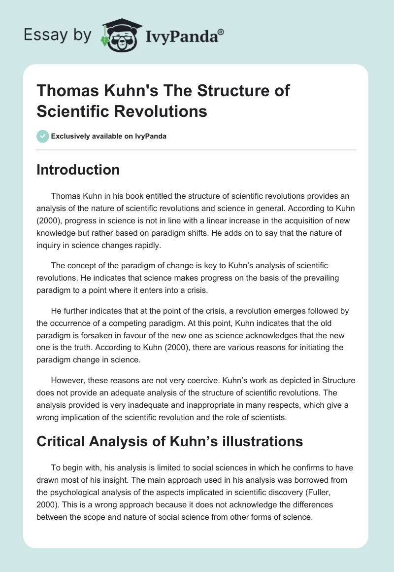 Thomas Kuhn's "The Structure of Scientific Revolutions". Page 1