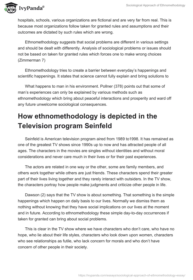 Sociological Approach of Ethnomethodology. Page 3
