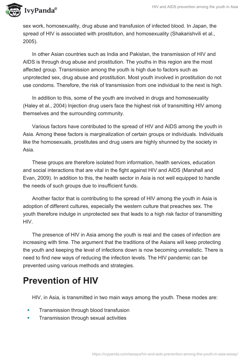 HIV and AIDS Prevention Among the Youth in Asia. Page 2