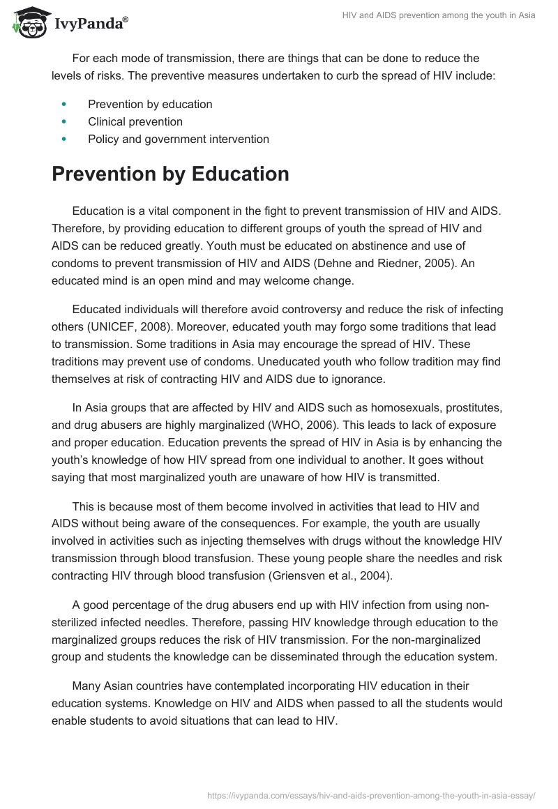 HIV and AIDS Prevention Among the Youth in Asia. Page 3