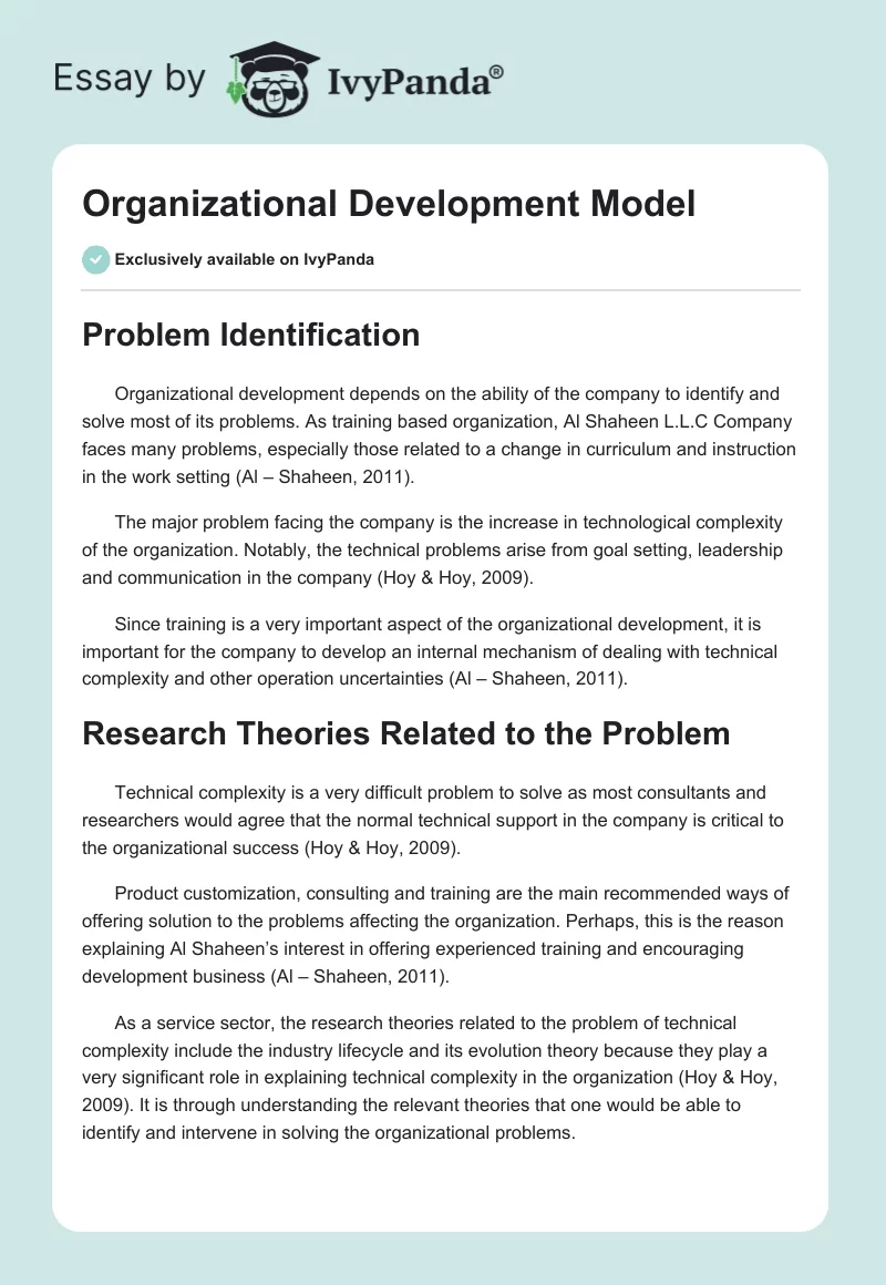 Organizational Development Model. Page 1