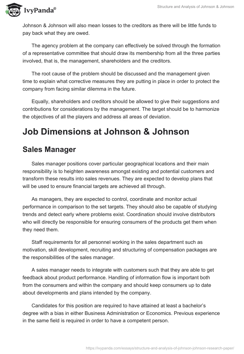 Structure and Analysis of Johnson & Johnson. Page 3