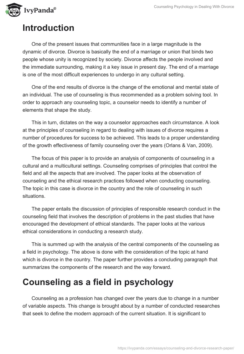 Counseling Psychology in Dealing With Divorce. Page 2