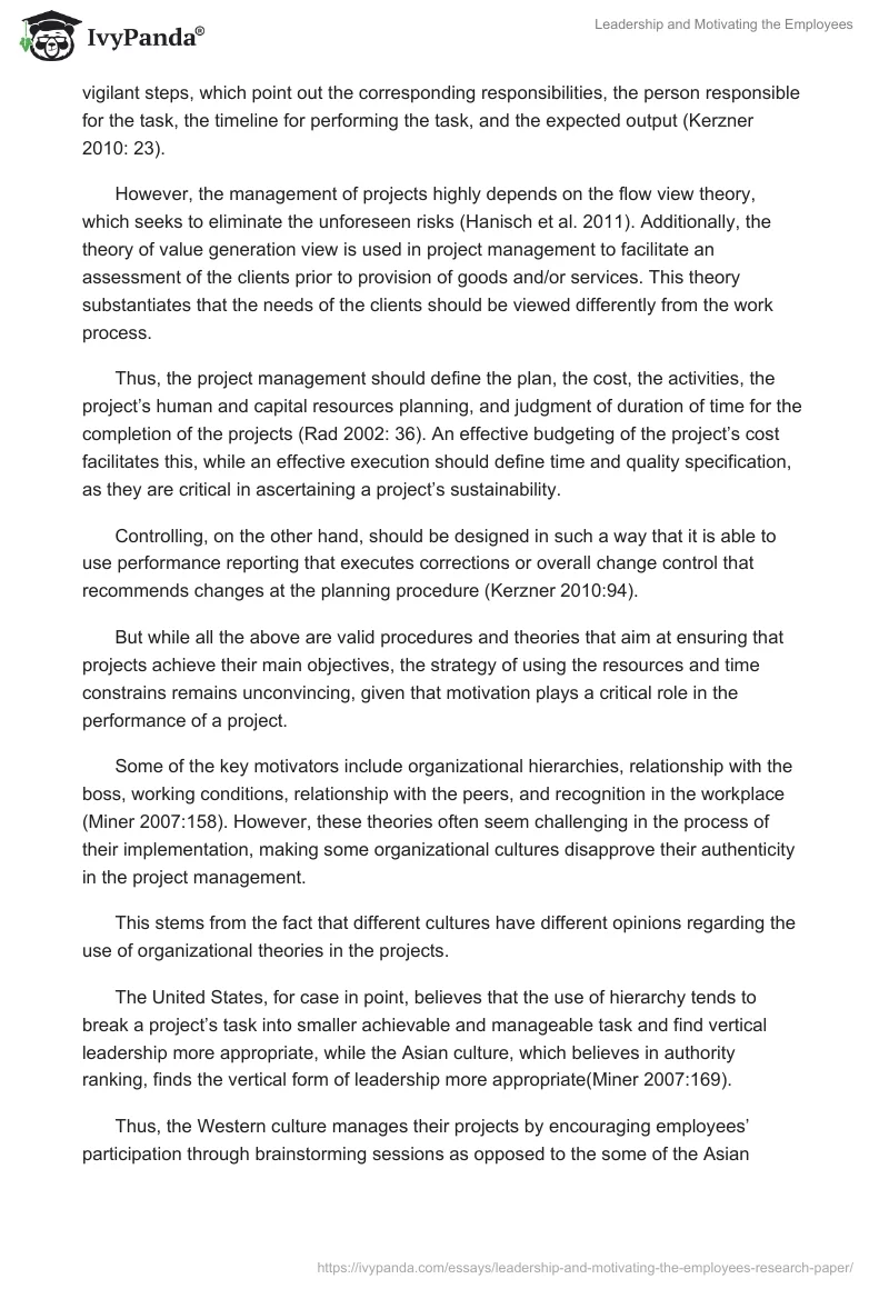 Leadership and Motivating the Employees. Page 2