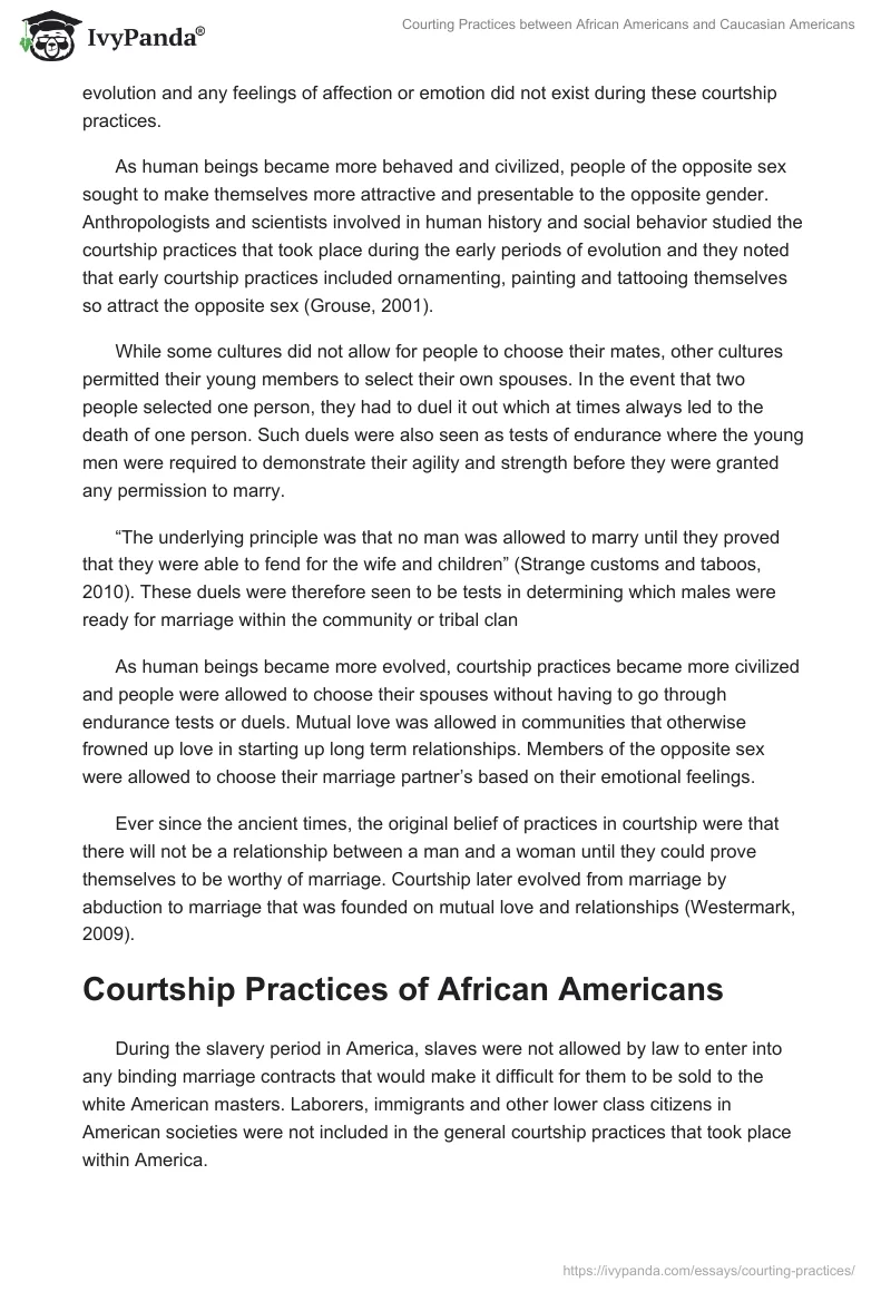 Courting Practices Between African Americans and Caucasian Americans. Page 2