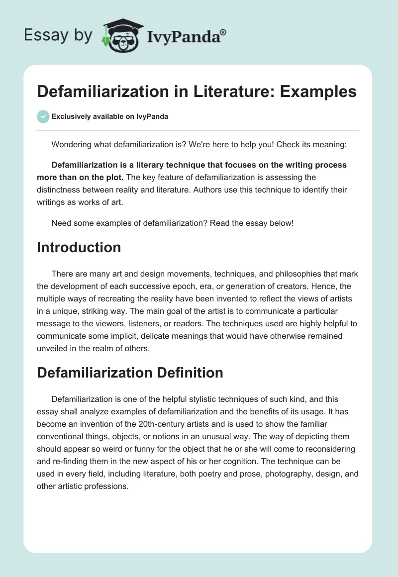 Defamiliarization in Literature: Examples. Page 1