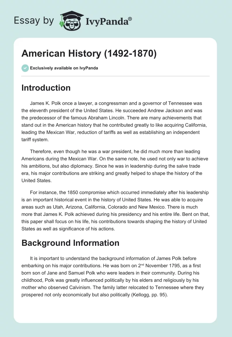 American History (1492-1870). Page 1