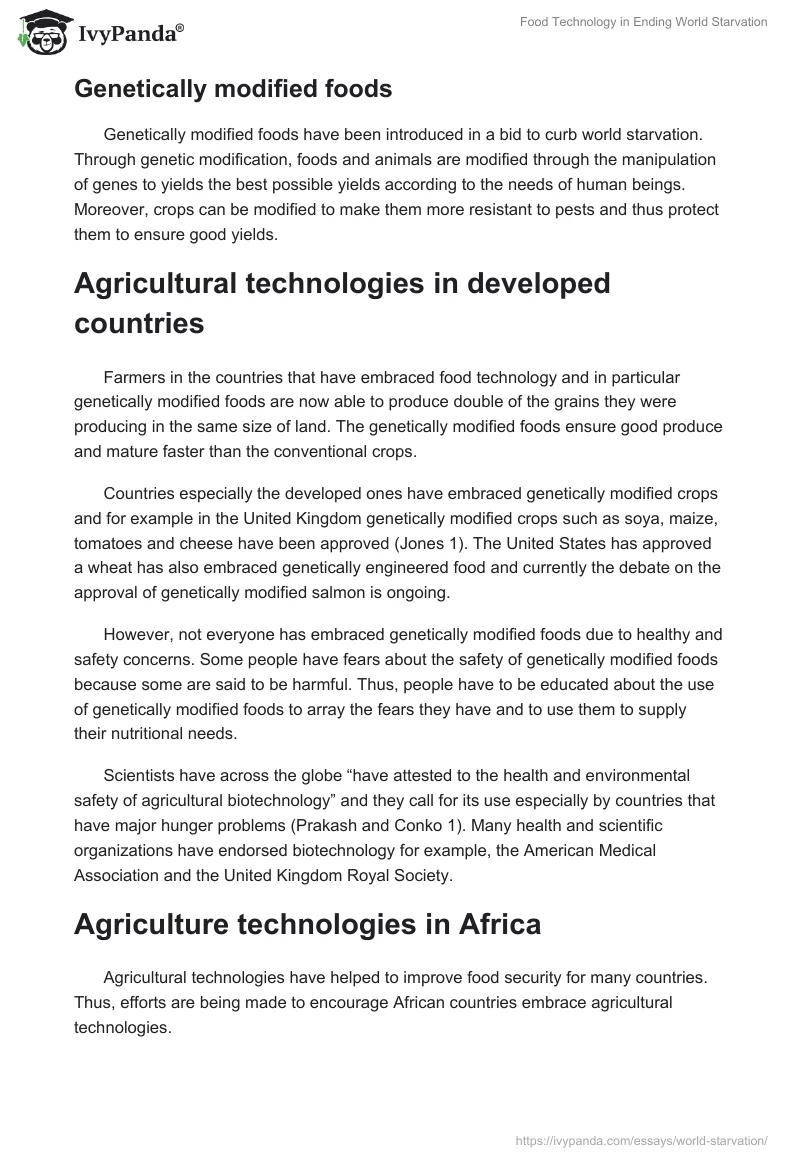 Food Technology in Ending World Starvation. Page 3
