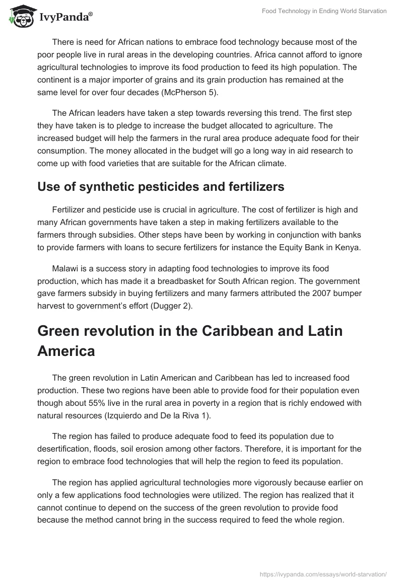 Food Technology in Ending World Starvation. Page 4
