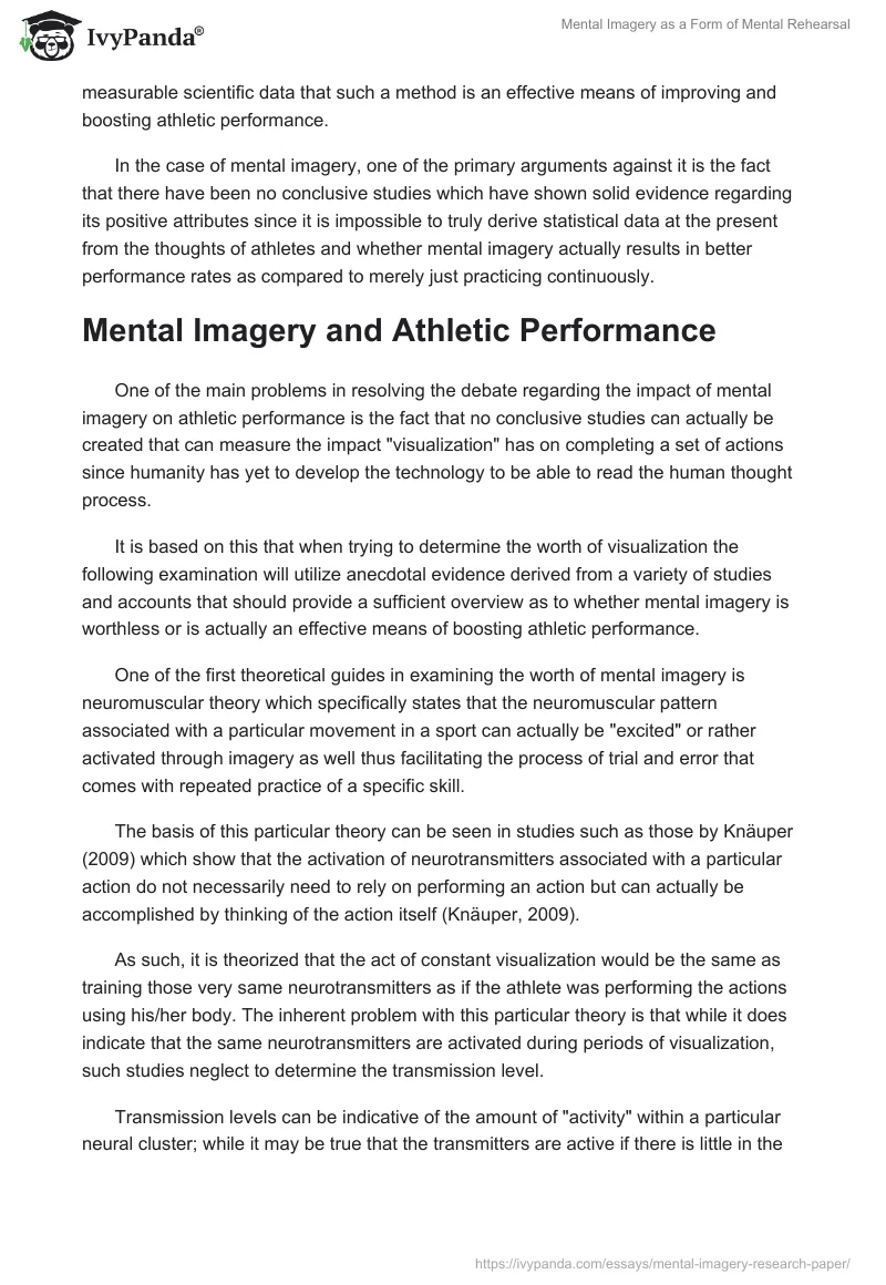 Mental Imagery as a Form of Mental Rehearsal. Page 2