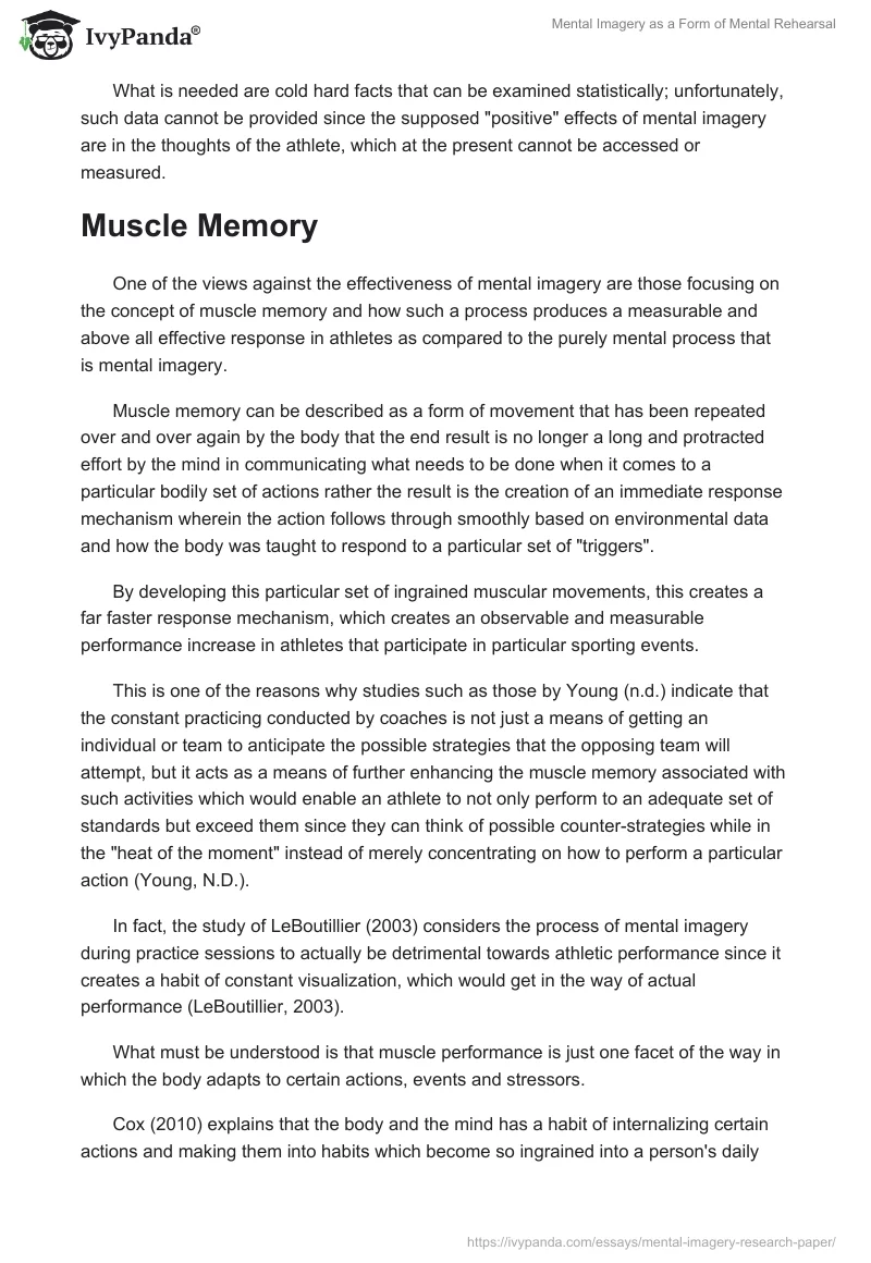 Mental Imagery as a Form of Mental Rehearsal. Page 4