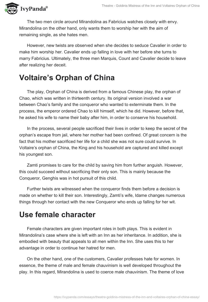 Theatre - Goldinis Mistress of the Inn and Voltaires Orphan of China. Page 2