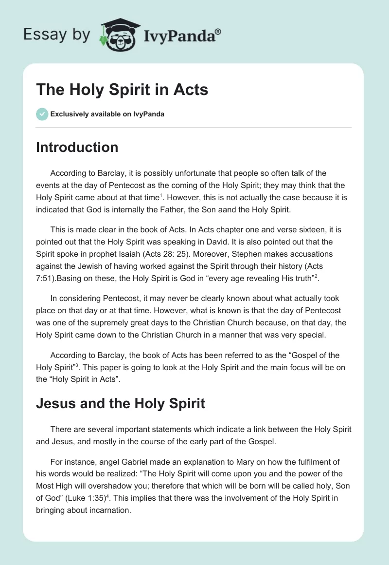 The Holy Spirit in Acts. Page 1