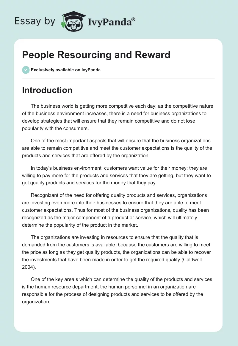 People Resourcing and Reward. Page 1