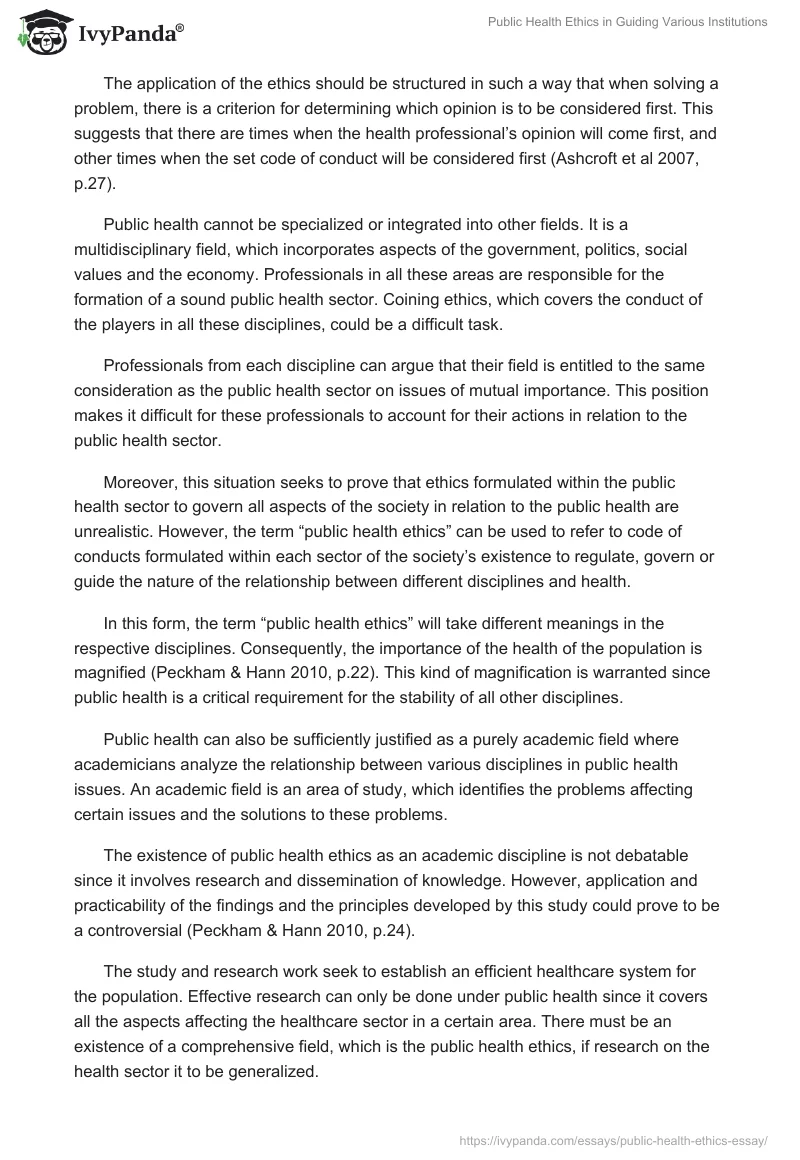 Public Health Ethics in Guiding Various Institutions. Page 5