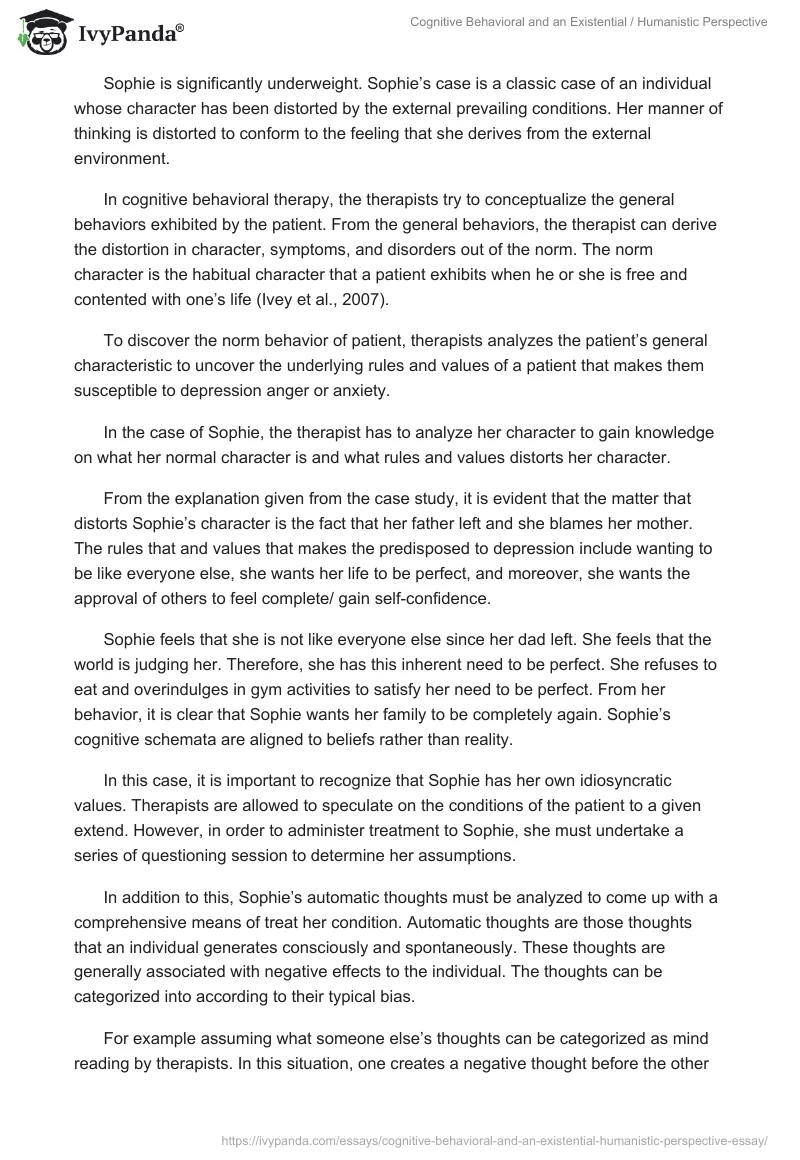 Cognitive Behavioral and an Existential / Humanistic Perspective. Page 2