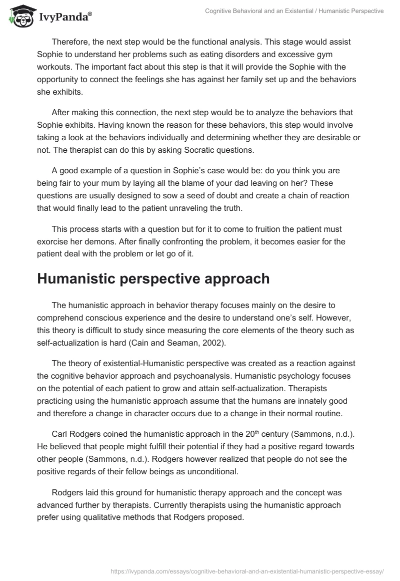 Cognitive Behavioral and an Existential / Humanistic Perspective. Page 5