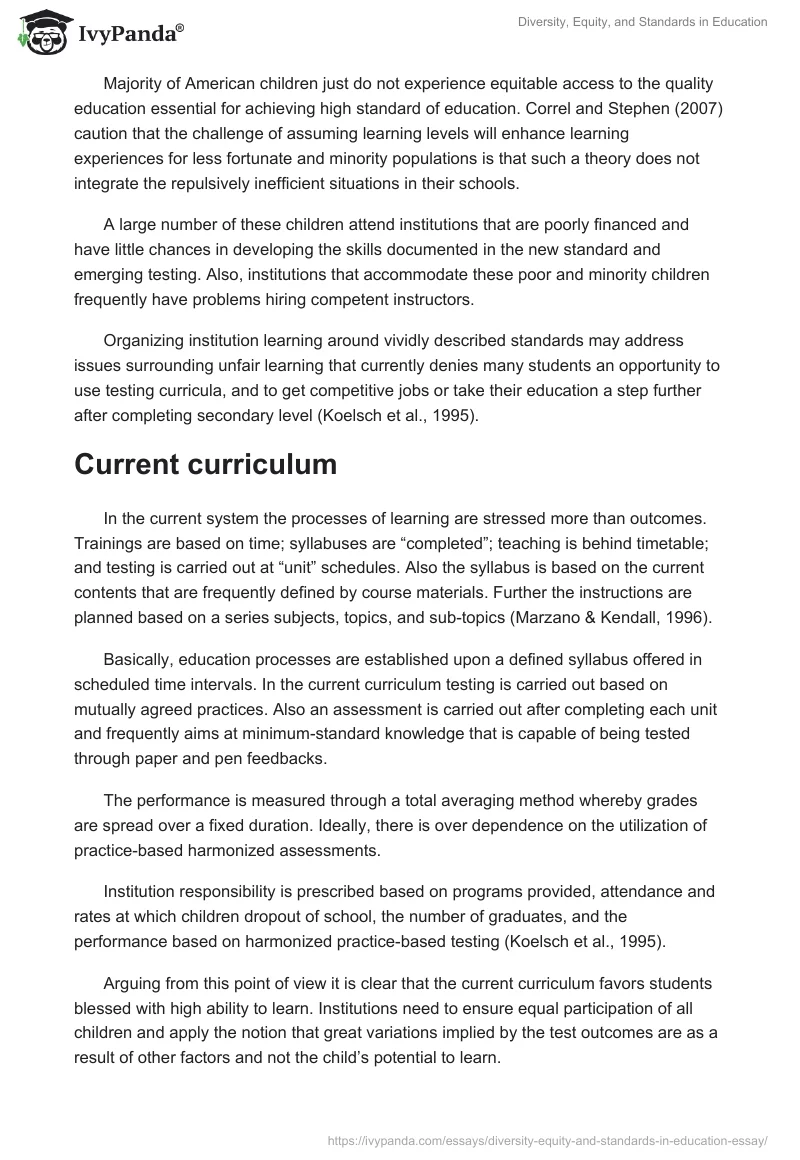 Diversity, Equity, and Standards in Education. Page 2