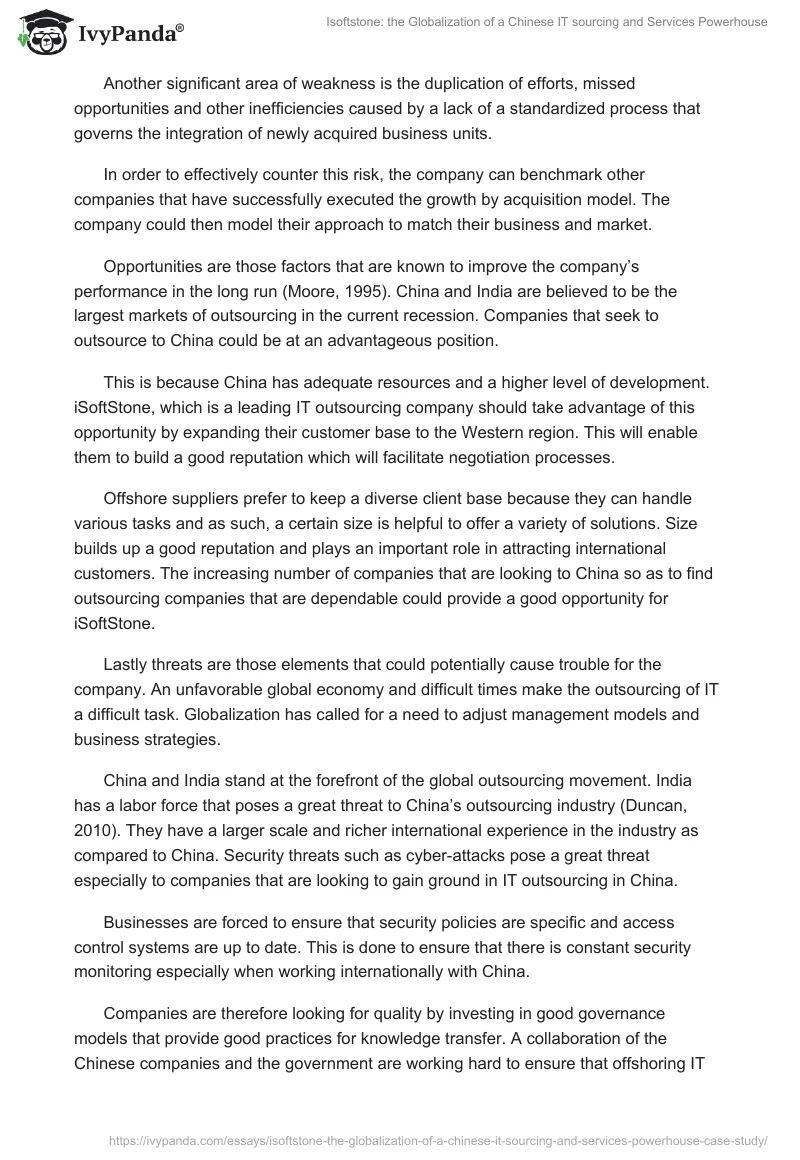 Isoftstone: the Globalization of a Chinese IT sourcing and Services Powerhouse. Page 5