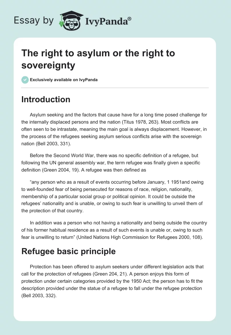 The right to asylum or the right to sovereignty. Page 1