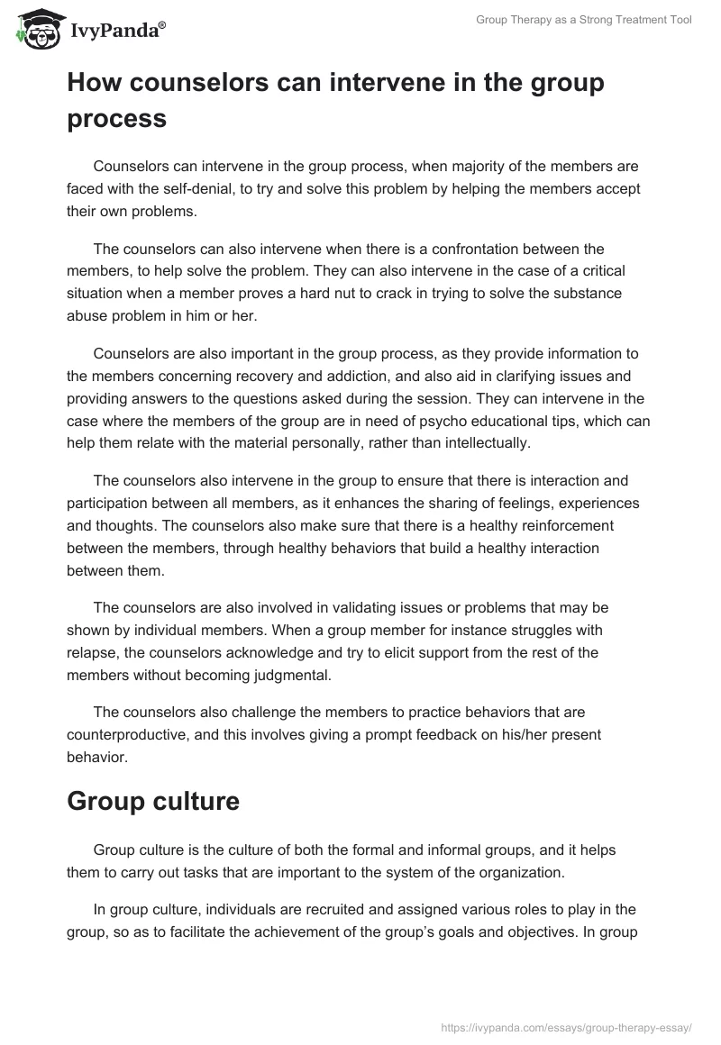 Group Therapy as a Strong Treatment Tool. Page 2