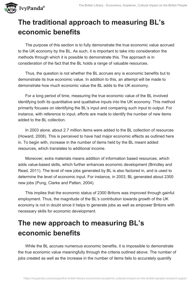 The British Library - Economics, Academic, Cultural Impact on the British People. Page 2