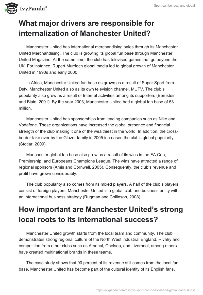 Sport can be local and global. Page 2