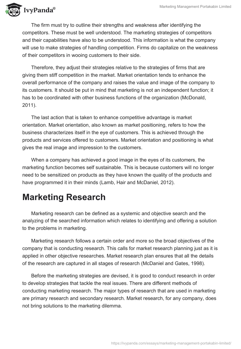 Marketing Management Portakabin Limited. Page 5