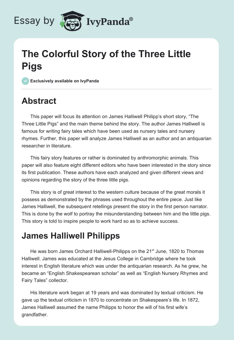 The Colorful Story of the Three Little Pigs. Page 1