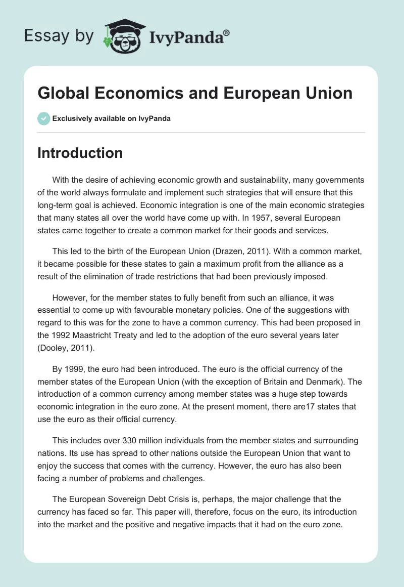Global Economics and European Union. Page 1