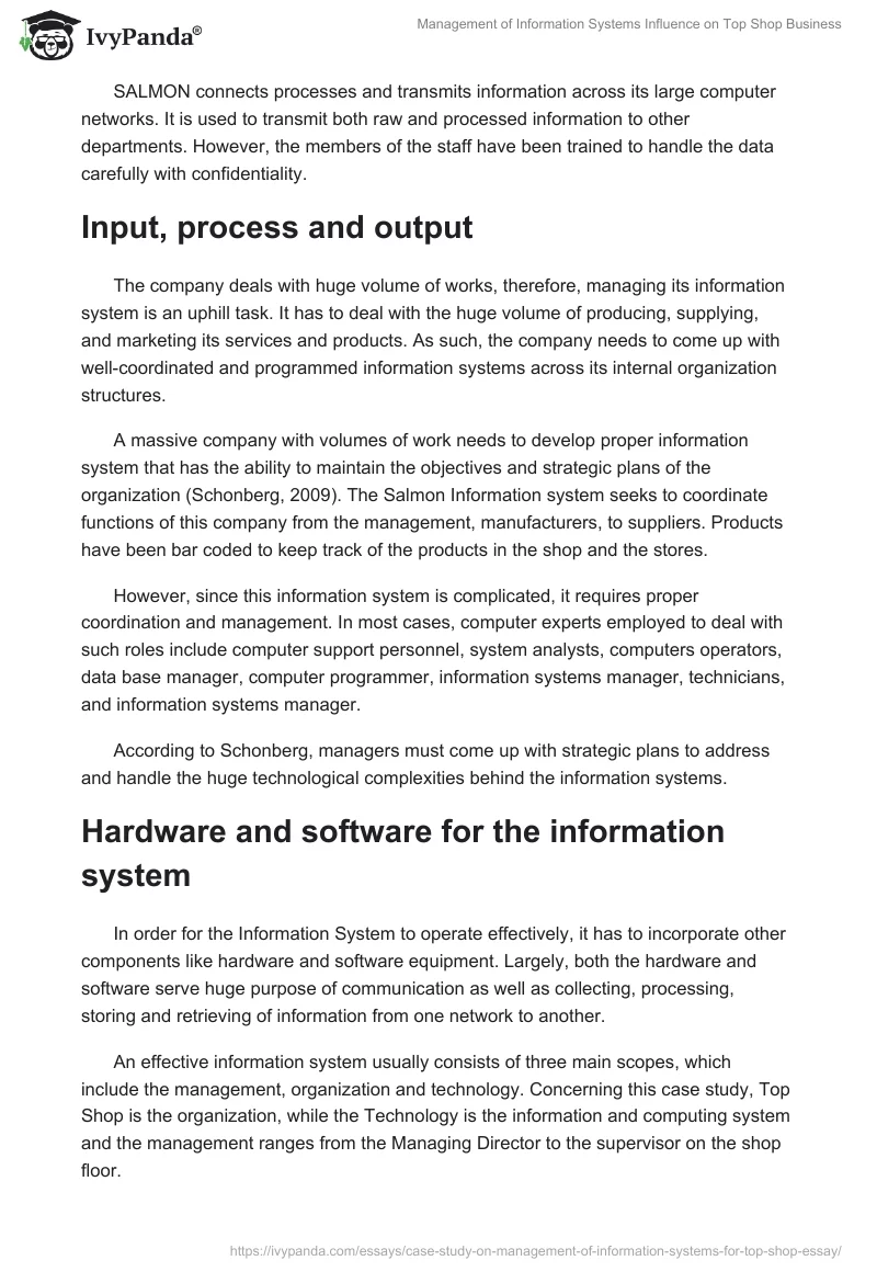 Management of Information Systems Influence on Top Shop Business. Page 4