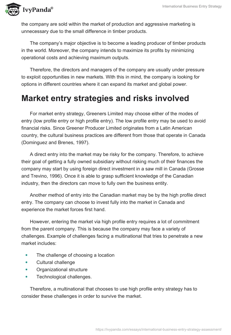 International Business Entry Strategy. Page 5