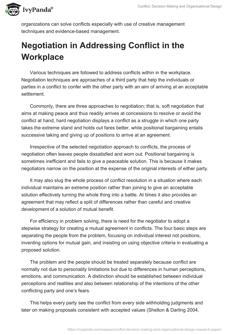 Conflict, Decision Making and Organizational Design. Page 2