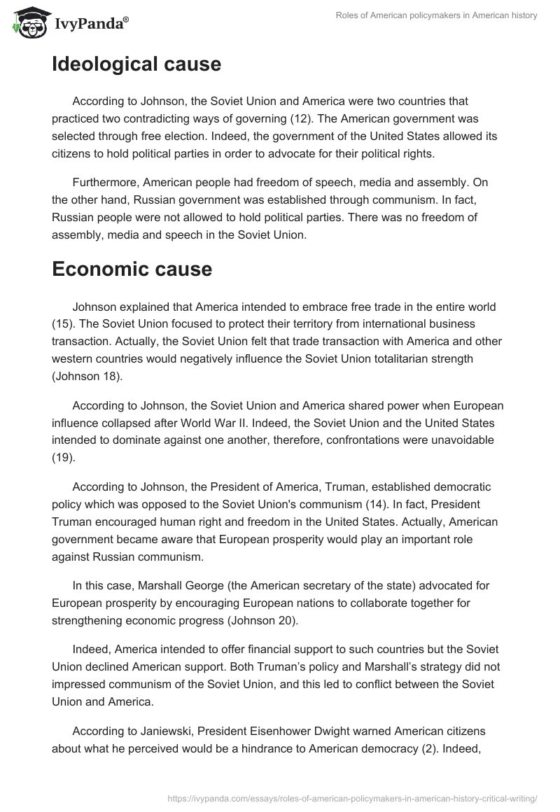 Roles of American policymakers in American history. Page 2