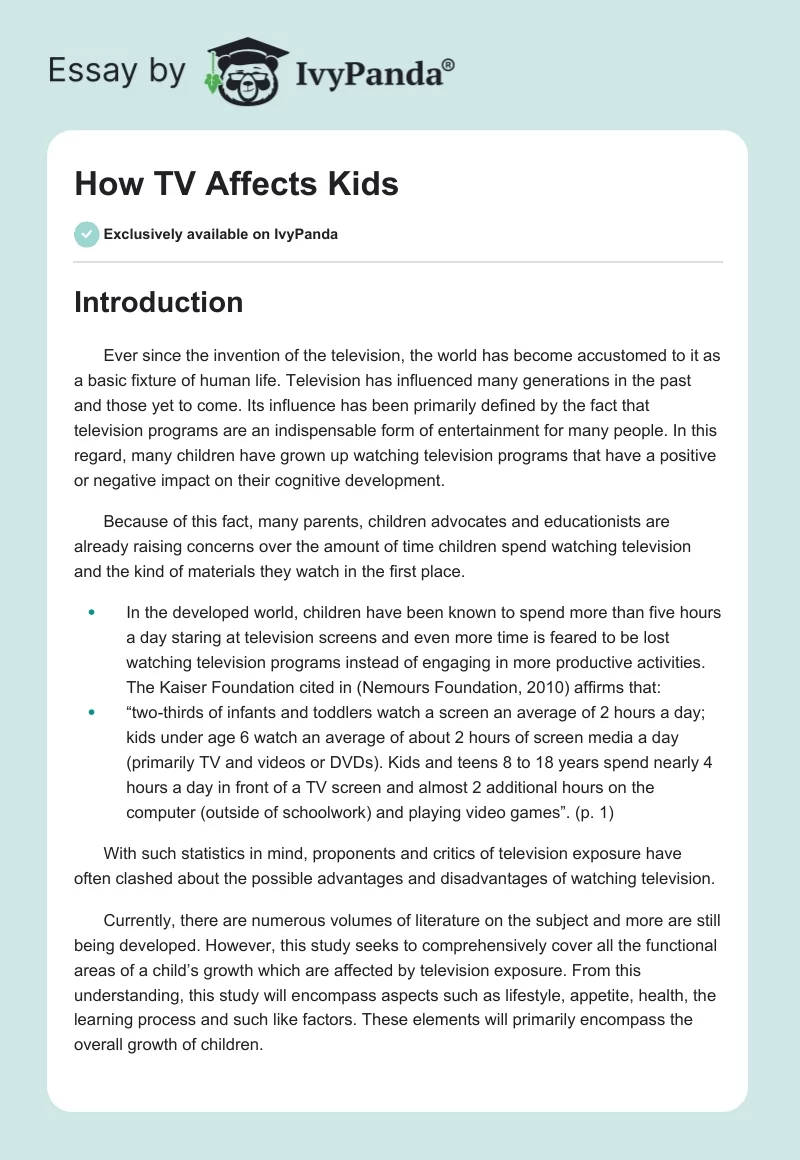How TV Affects Kids. Page 1