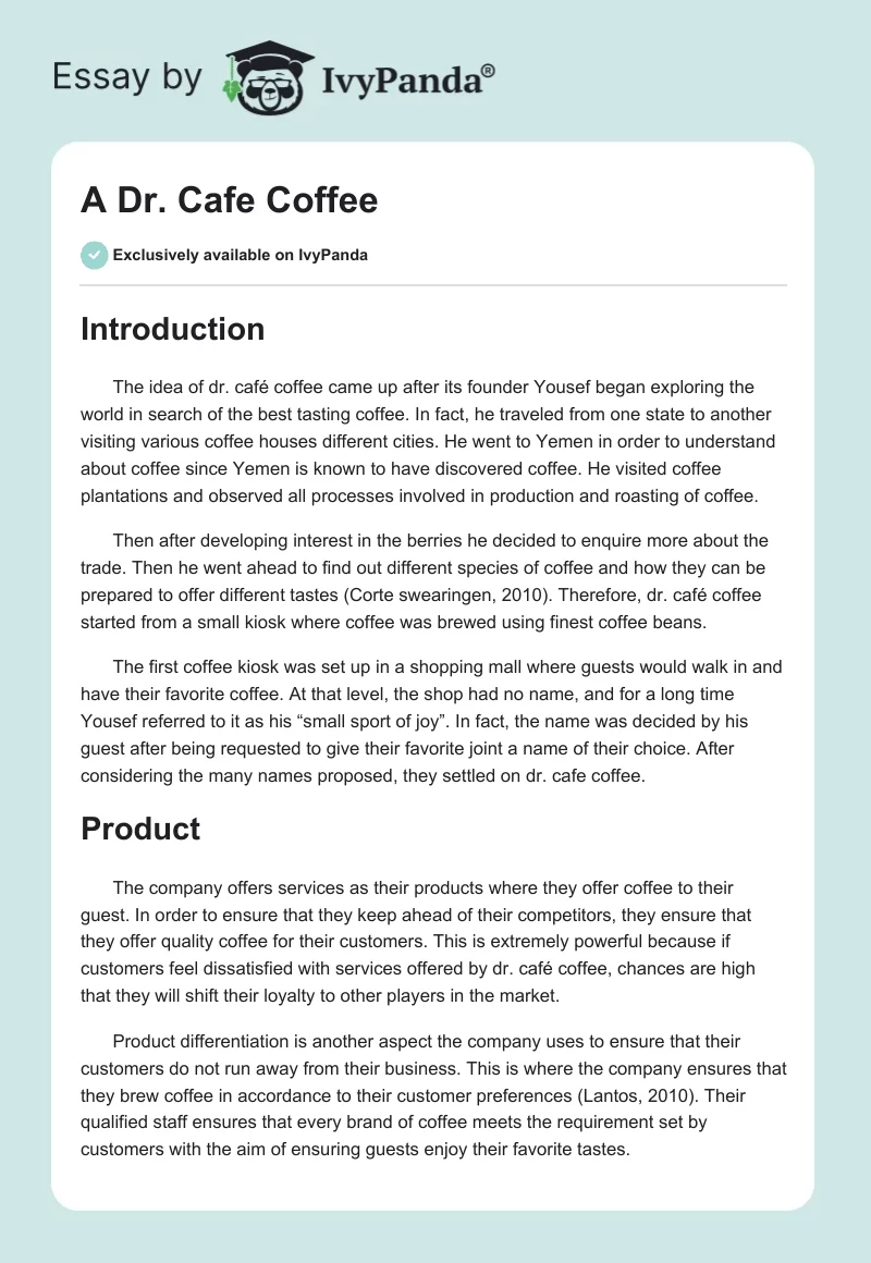 A Dr. Cafe Coffee. Page 1