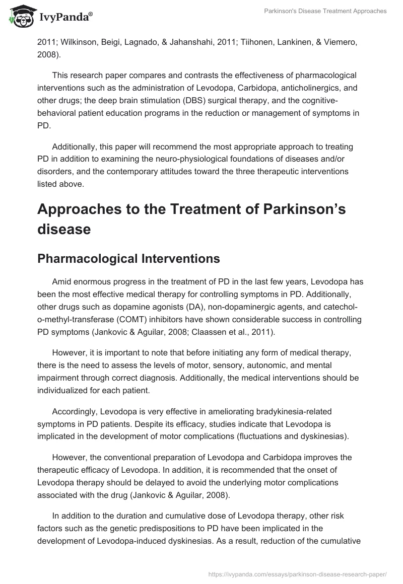 Parkinson's Disease Treatment Approaches. Page 2