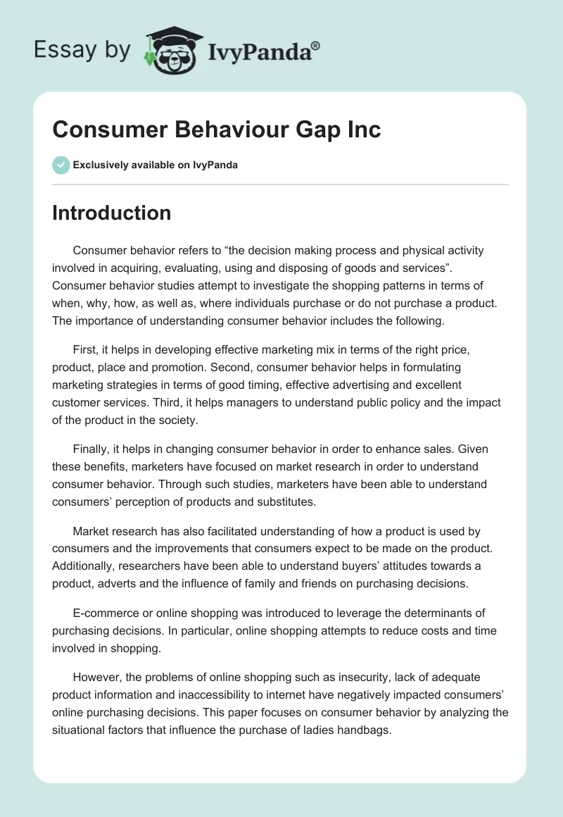 Consumer Behaviour Gap Inc. Page 1