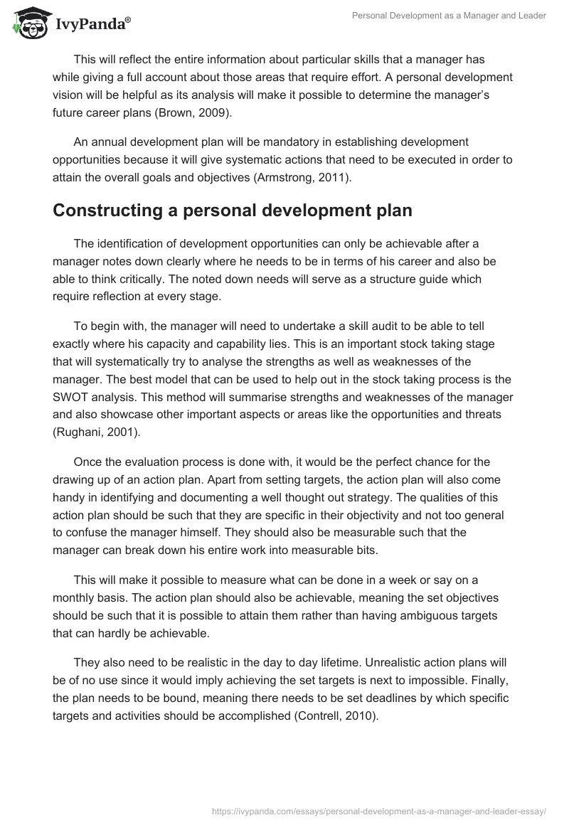 Personal Development as a Manager and Leader. Page 3