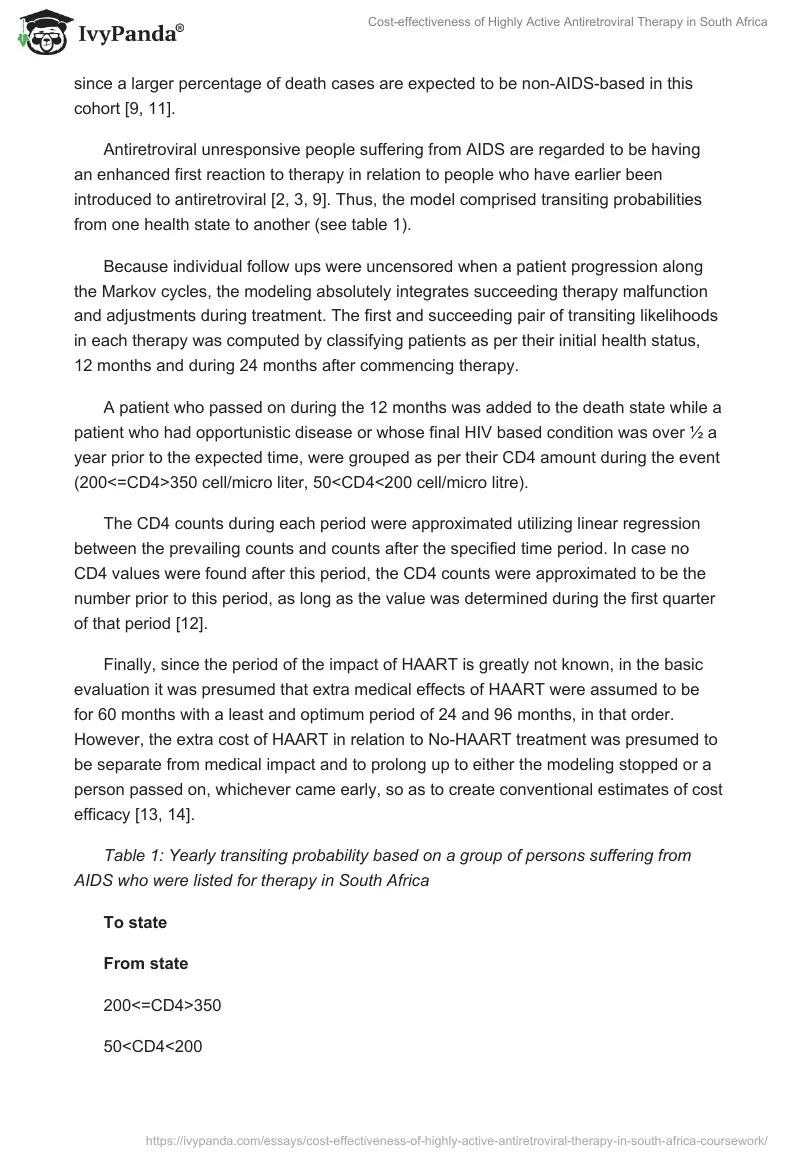 Cost-effectiveness of Highly Active Antiretroviral Therapy in South Africa. Page 4
