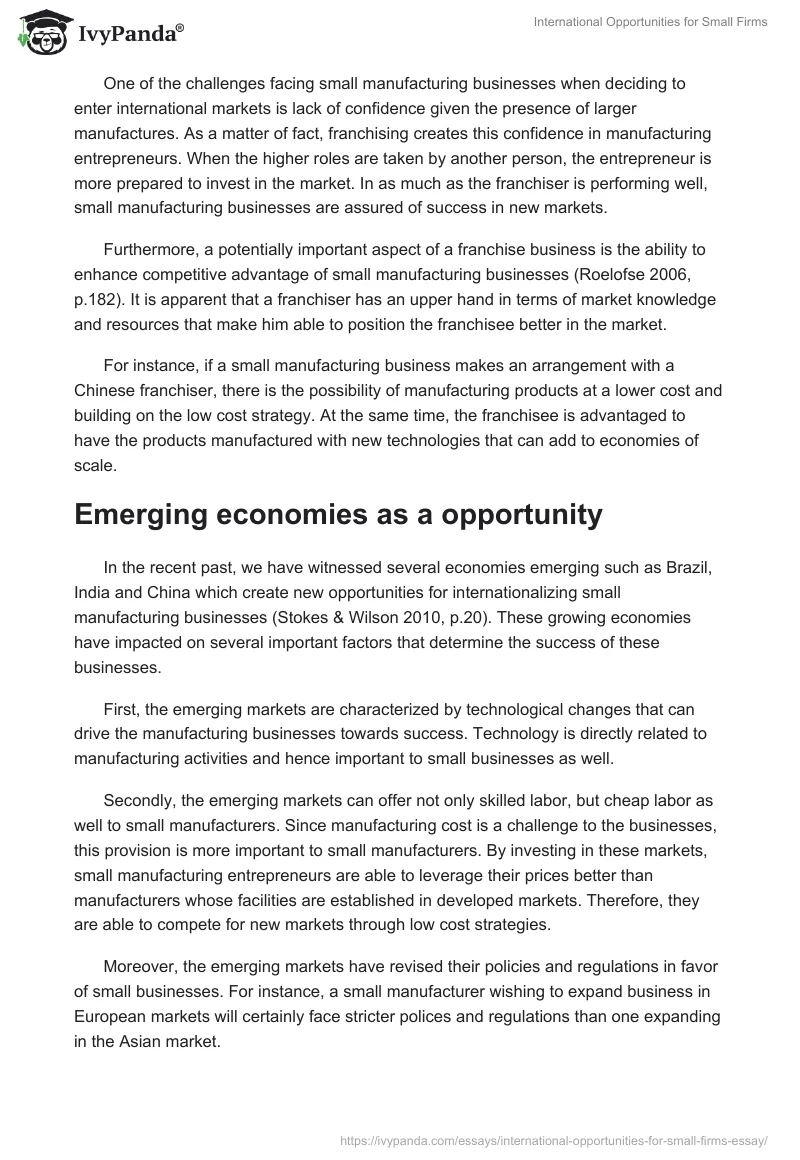 International Opportunities for Small Firms. Page 5