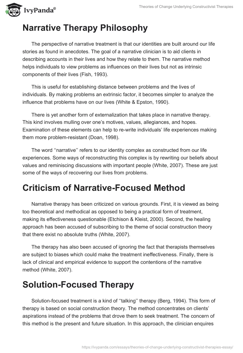 Theories of Change Underlying Constructivist Therapies. Page 3