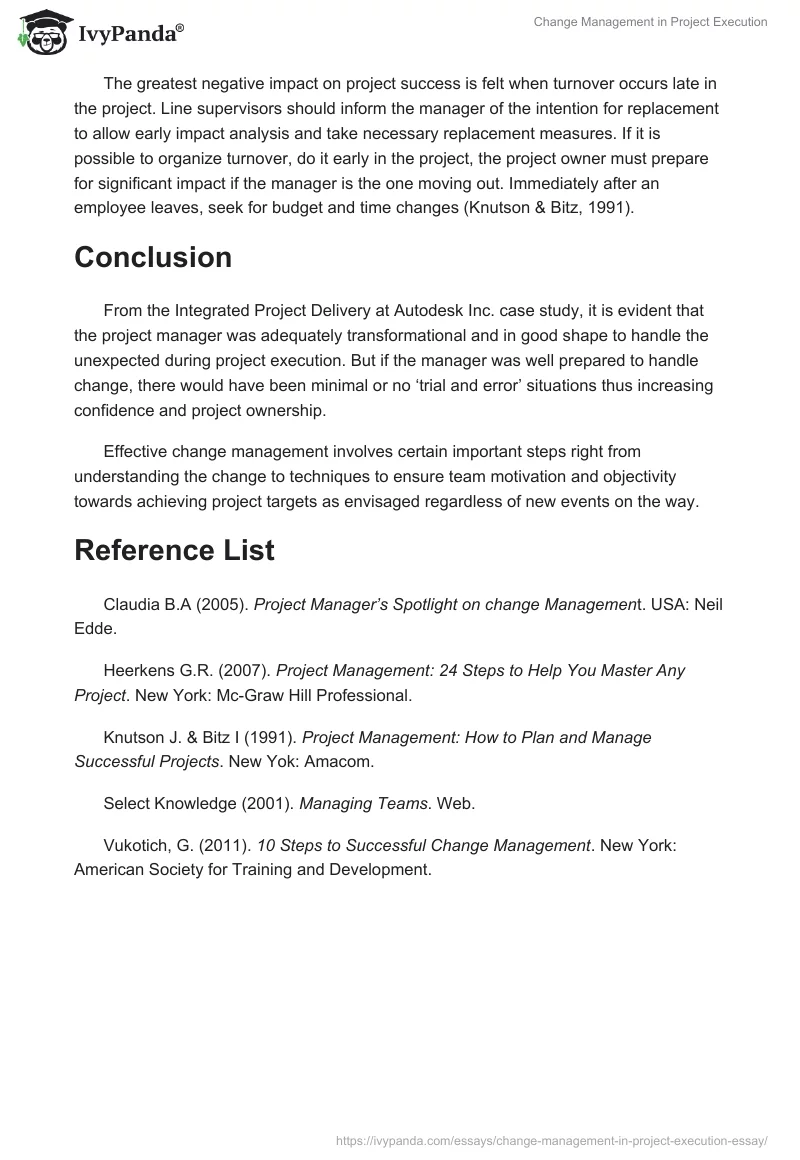 Change Management in Project Execution. Page 3